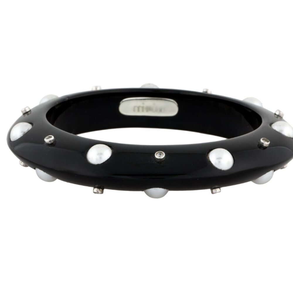MIRIAM SALAT FAUX PEARL & CRYSTAL RESIN BANGLE BRACELET